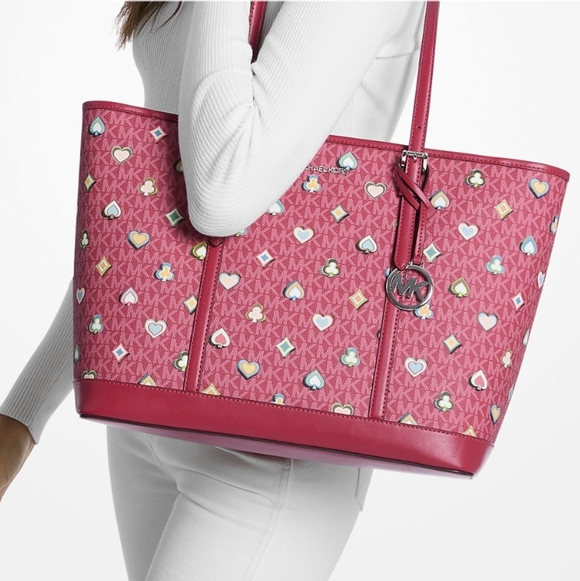 Michael Kors Jet Set Large Printed Signature Logo Tote Bag NWT